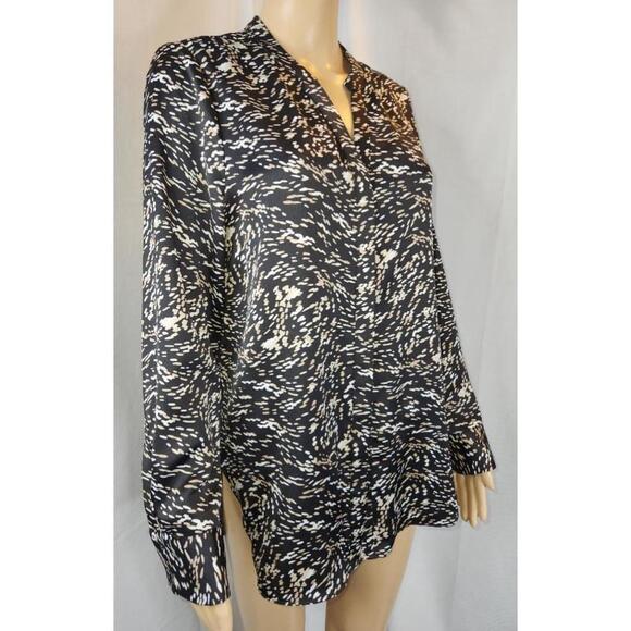 Women's Halston Blouse Size M Black Tan - Picture 4 of 8